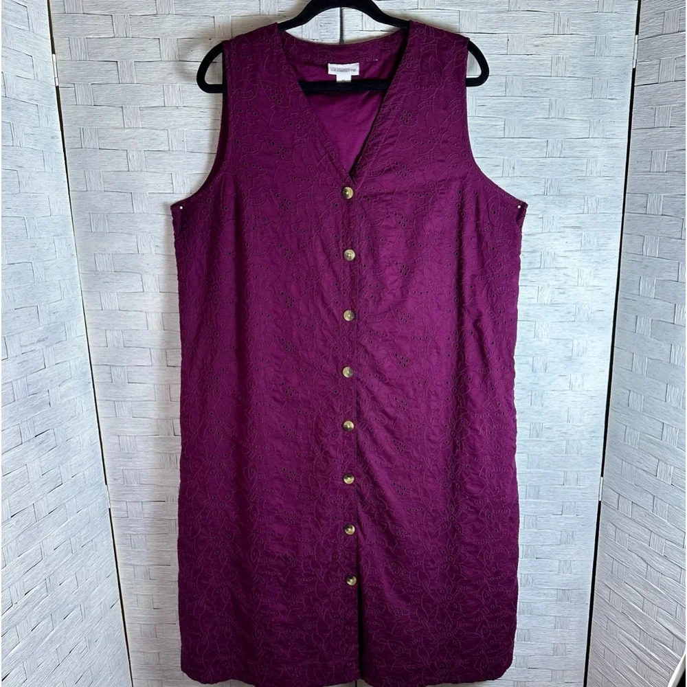 Purple Sleeveless Button-Down Dress